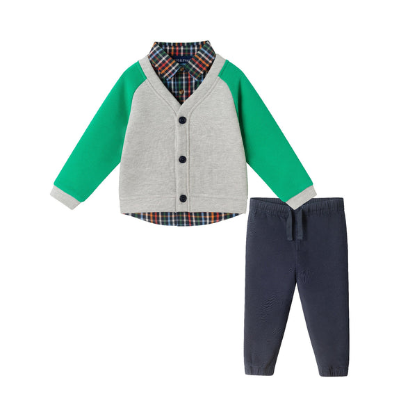 infant-buttondown-twill-pant-set-grey-cardigan Sophia's StyleSweater Set-1
